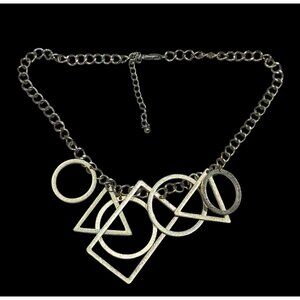 Funky Open Geometric Shape Charm Necklace